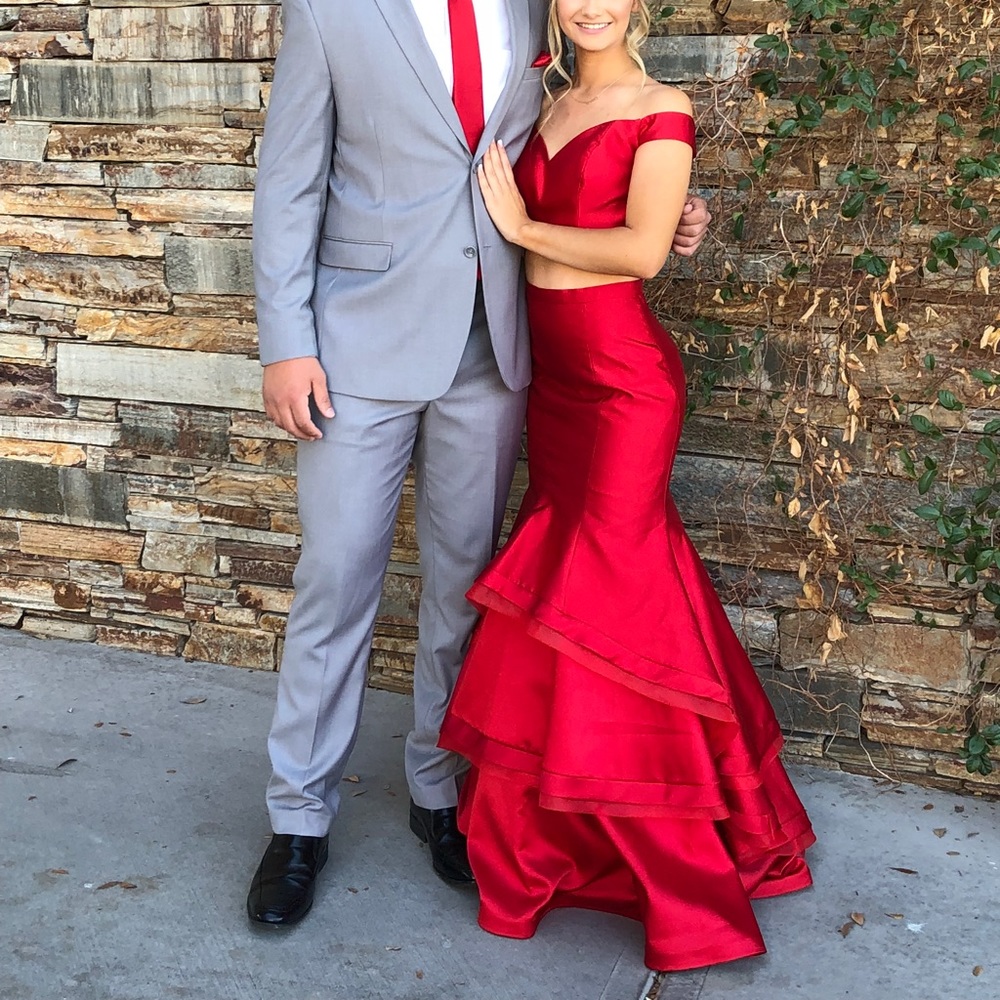 Red two peice prom dress
